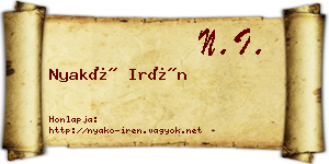 Nyakó Irén névjegykártya
